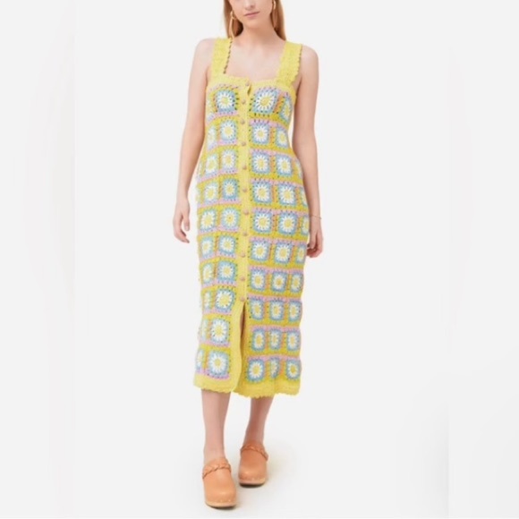 NWT Alémais Petra Crochet Midi Dress. Size US 4 - Picture 1 of 15